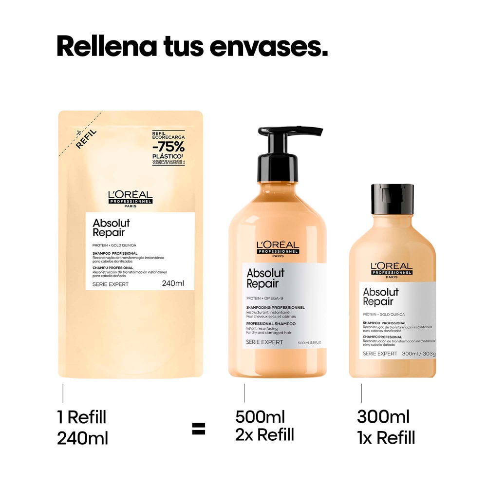 SHAMPOO REFILL L'OR&Eacute;AL PROFESSIONNEL ABSOLUT REPAIR (REFILL DE SHAMPOO PARA CABELLO DA&Ntilde;ADO)
